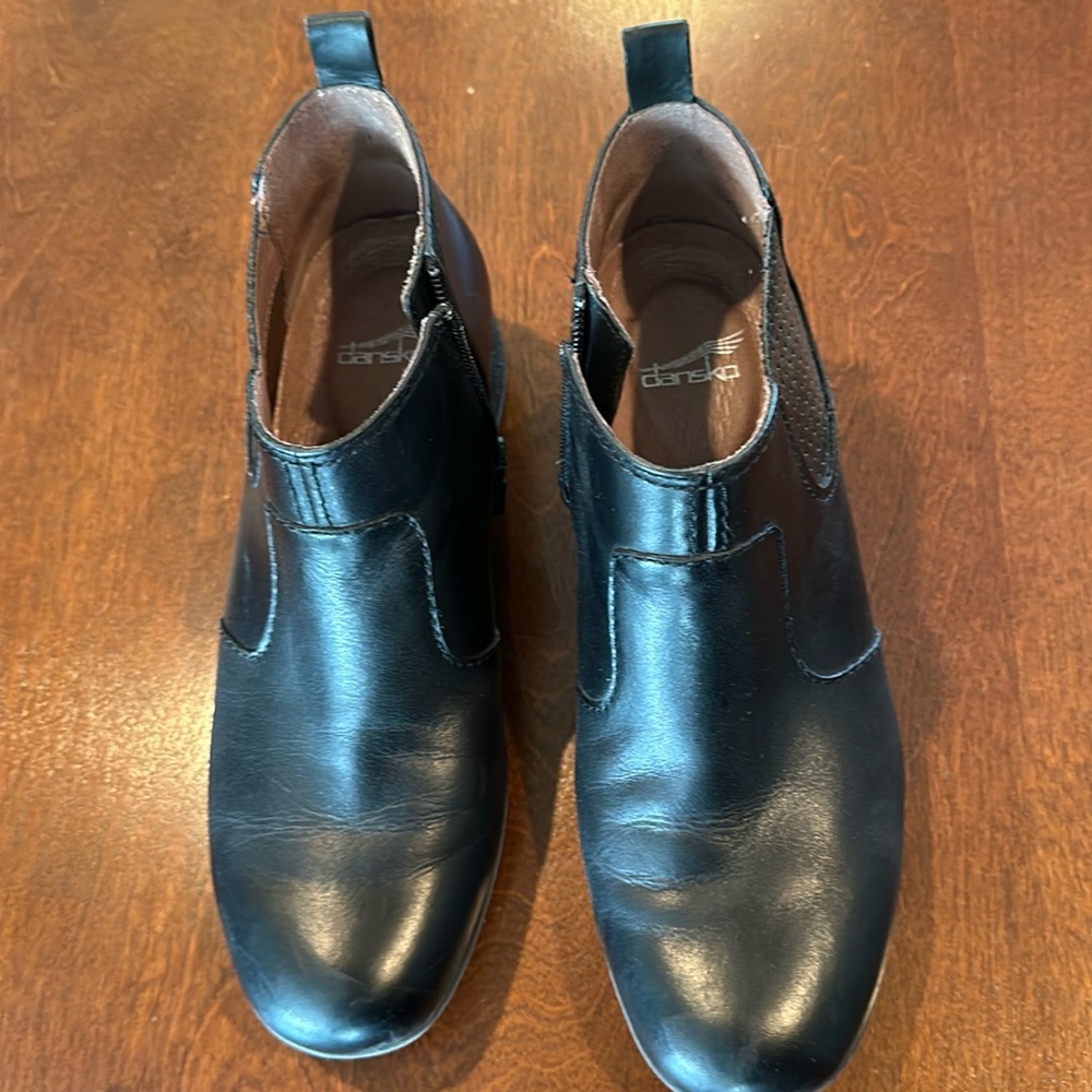 Gently Worn Dansko Black Leather Booties.
